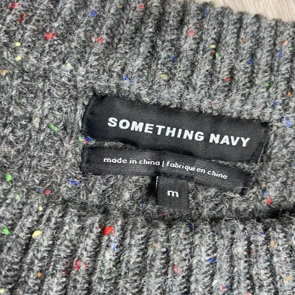 SOMETHING NAVY Gray Ribbed Puff Sleeve Sweater